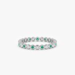 14K Solid Gold Alternating Emerald Diamond Eternity Band - Image 4