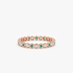 14K Solid Gold Alternating Emerald Diamond Eternity Band - Image 2