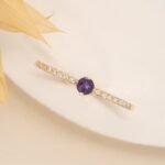 14K Solid Gold Amethyst and Diamond Ring - Image 4