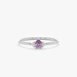 18K Solid Gold Amethyst Natural Diamond Engagement Ring - Image 3