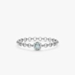 18K Solid Gold Aquamarine Chain Ring - Image 2