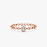 18K Solid Gold Aquamarine Chain Ring - Image 3