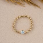 18K Solid Gold Aquamarine Chain Ring - Image 4