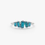 18K Solid Gold Baguette London Blue Topaz Ring - Image 2