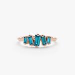 18K Solid Gold Baguette London Blue Topaz Ring - Image 3