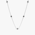 14K Solid Gold Black Diamond Station Necklace - Image 2