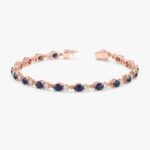 18k Solid Gold Blue Sapphire Diamond Garland Bracelet - Image 3