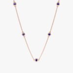 18k Solid Gold Blue Sapphire Station Necklace - Image 4