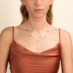 18k Solid Gold Blue Sapphire Station Necklace - Image 6