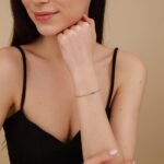 18k Solid Gold Blue Topaz Cuban Chain Bracelet - Image 4