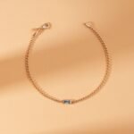 18k Solid Gold Blue Topaz Cuban Chain Bracelet - Image 3
