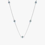 14K Solid Gold Blue Topaz Station Necklace - Image 2