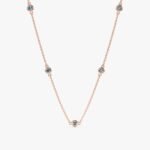 14K Solid Gold Blue Topaz Station Necklace - Image 3