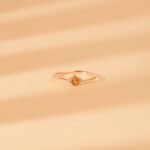 18K Solid Gold Citrine and Natural Diamond Engagement Ring - Image 4