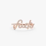 14K Solid Gold Cursive Natural Diamond Fuck Ring - Image 6