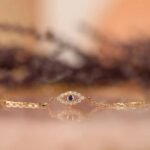 14K Solid Gold Dainty Diamond & Sapphire Evil Eye Bracelet - Image 4
