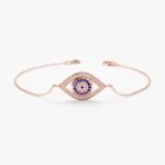 14K Solid Gold Diamond & Sapphire Lucky Eye Bracelet - Image 4