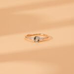 18K Solid Gold Diamond and Aquamarine Engagement Ring - Image 3