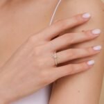 14K Solid Gold Natural Diamond and Aquamarine Engagement Ring - Image 5