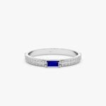 14K Solid Gold Diamond and Baguette Sapphire Ring - Image 2