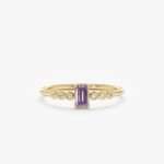 Amethyst and Diamond Engagement Ring