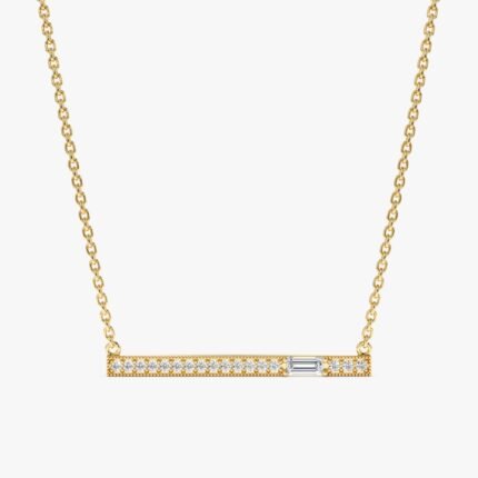 Baguette Diamond Bar Necklace
