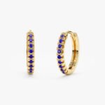 Blue Sapphire Huggie Hoop Earrings