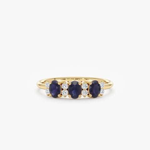 Diamond and Oval Sapphire Ring