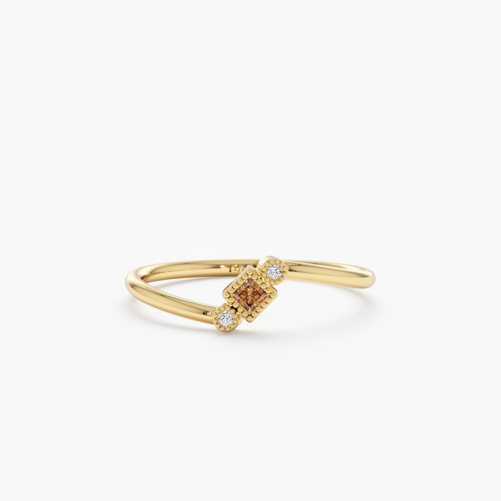 Diamond and Square Citrine Ring, Ruth Diamond and Square Citrine Ring