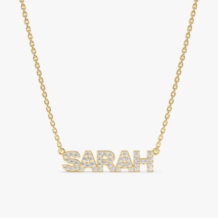 Diamond Block Letter Name Necklace