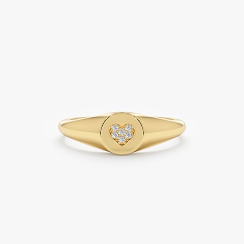 鑽石心形印章戒指