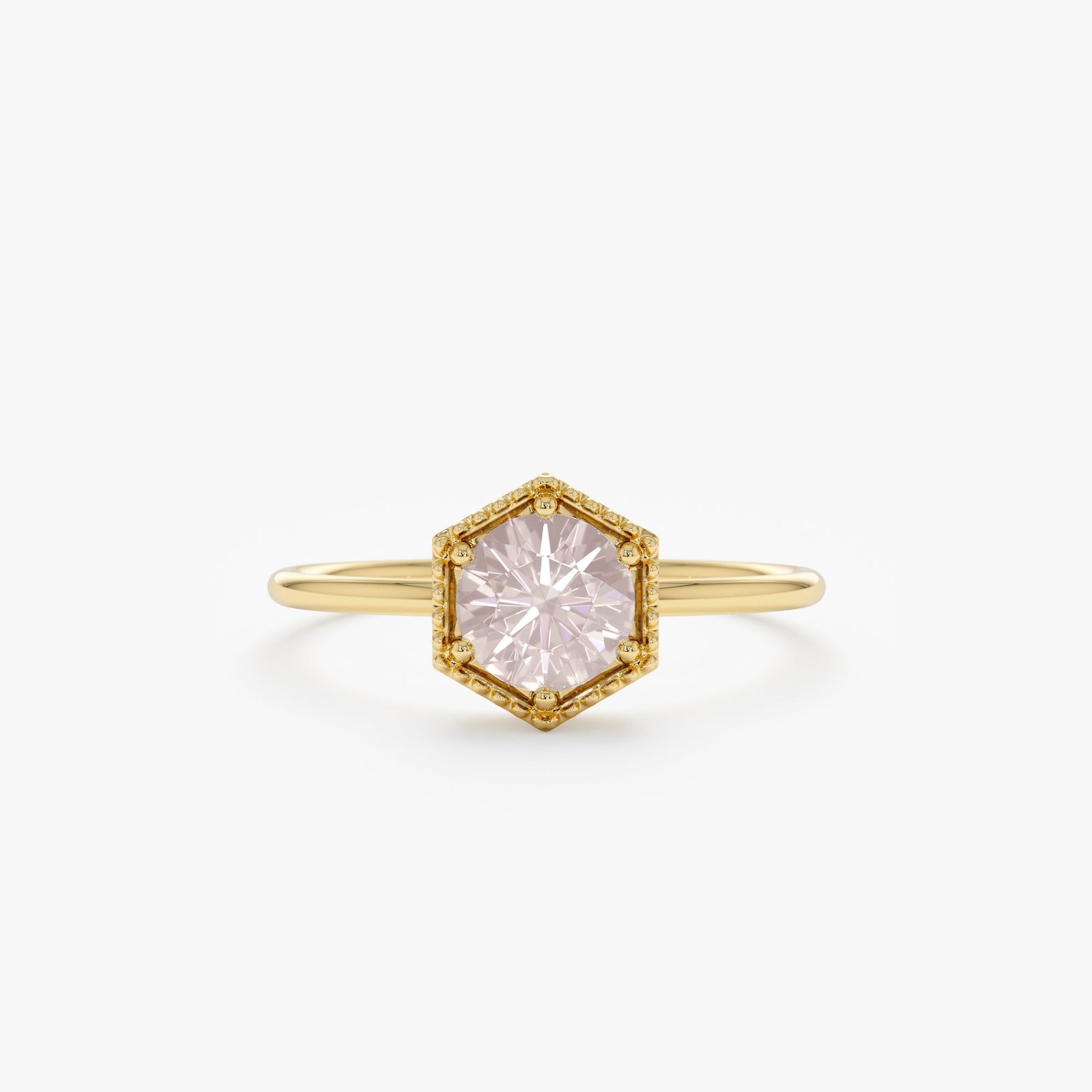 Hexagon Rose Quartz Ring, Anaya Hexagon Rose Quartz Ring