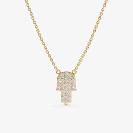 Paved Diamond Hamsa Hand Necklace