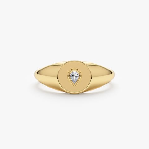 梨形鑽石印章戒指