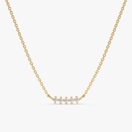 Prong Set Mini Diamond Bar Pendant Necklace