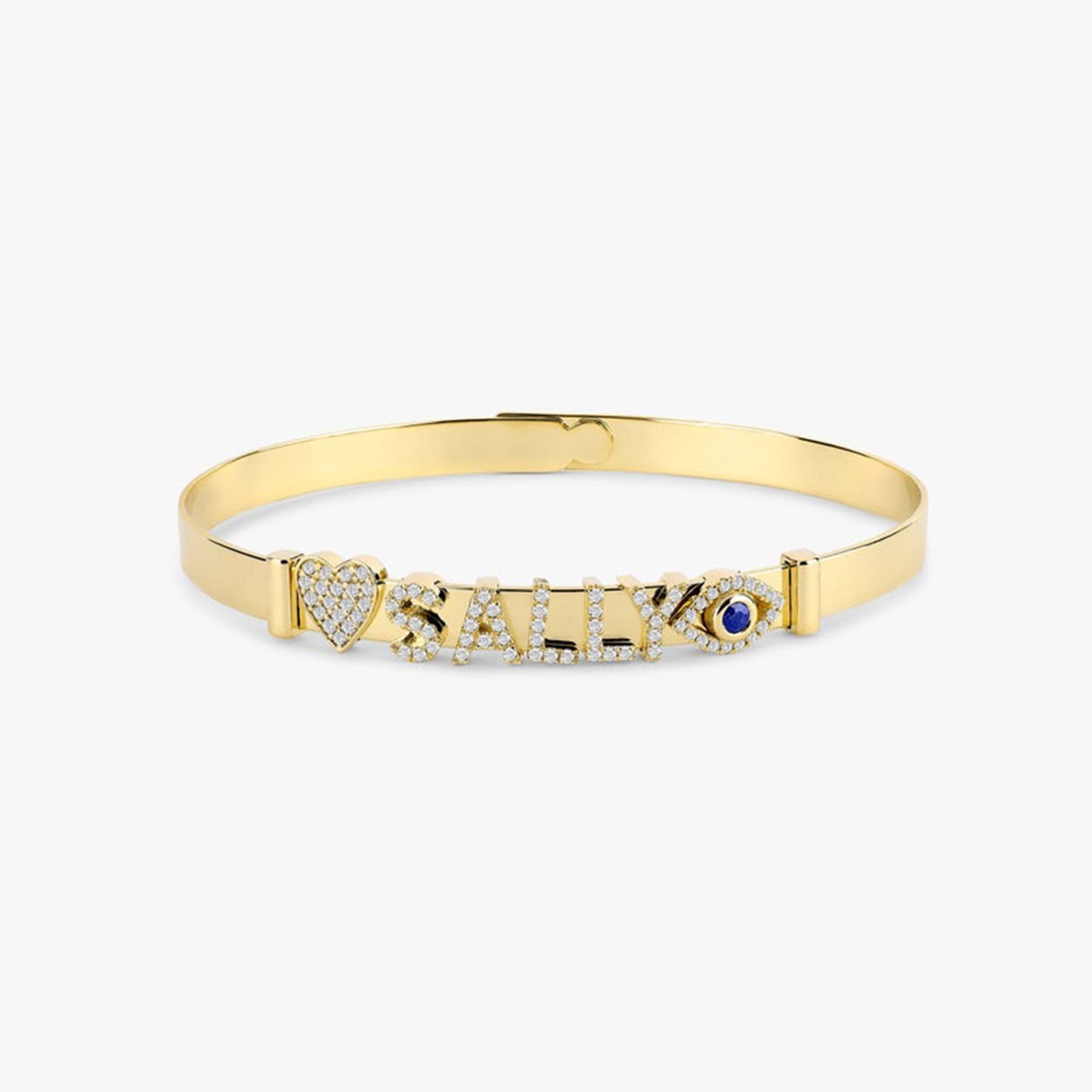 Solid Gold Bangle & Charms, Elsa Solid Gold Bangle & Charms