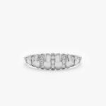 14K Solid Gold Natural Diamond Croissant Bubble Ring - Image 5