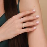 14K Solid Gold Natural Diamond Croissant Bubble Ring - Image 4