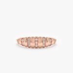 14K Solid Gold Natural Diamond Croissant Bubble Ring - Image 2