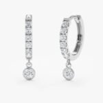 Natural Diamond Drop Hoop Earrings - Image 2