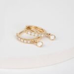 Natural Diamond Drop Hoop Earrings - Image 8