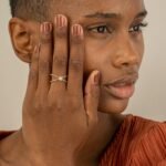 14K Solid Gold Natural Diamond Flower Beaded X Ring - Image 3