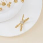 14K Solid Gold Natural Diamond Flower Beaded X Ring - Image 4