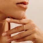 14K Solid Gold Natural Diamond Half Eternity Drop Ring - Image 3