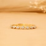 14K Solid Gold Natural Diamond Half Eternity Drop Ring - Image 4