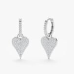 Natural Diamond Heart Drop Earrings - Image 2