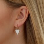 Natural Diamond Heart Drop Earrings - Image 6