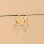 Natural Diamond Heart Drop Earrings - Image 4