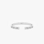 18K Solid Gold Natural Diamond Open Cuff Ring - Image 2