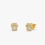 Natural Diamond Paw Earrings